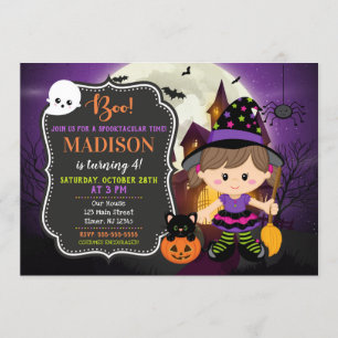 Invitation d'anniversaire de sorcière de Halloween