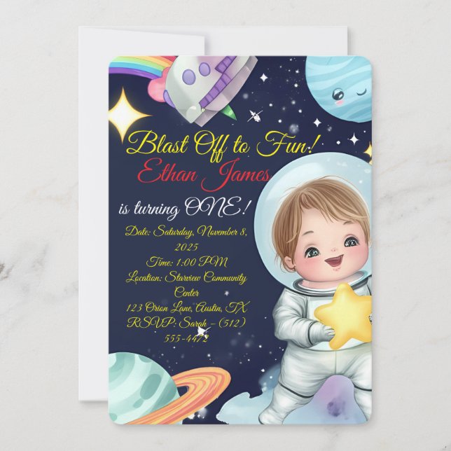Invitation d'anniversaire de Space Explorer (Devant)