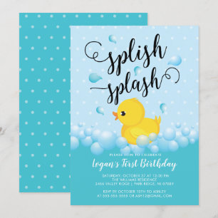 Invitation d'anniversaire de Splish Splash Duck