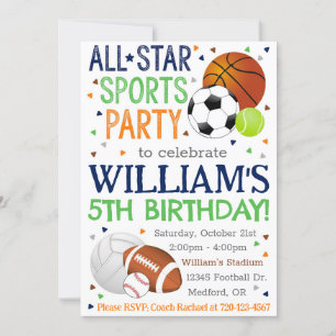 Invitation d'anniversaire de sport, All-Star Sport