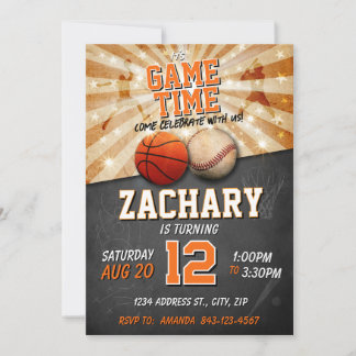 Invitation d'anniversaire de sport Basketball Base