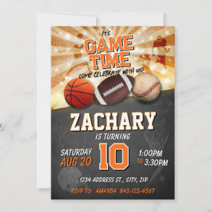 Invitation d'anniversaire de sport Basketball Base