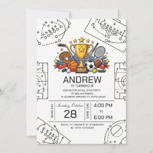 Invitation d'anniversaire de sport d'étoile person
