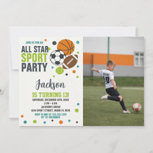 Invitation d'anniversaire de sport modifiable
