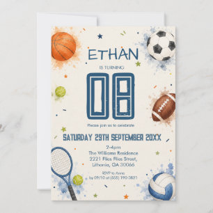 Invitation d'anniversaire de sports de vedette à l