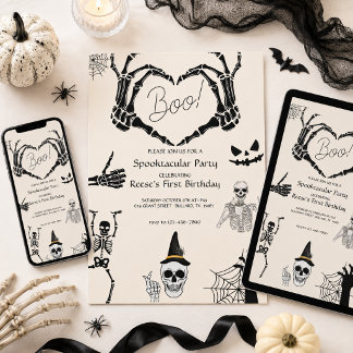 Invitation d'anniversaire de squelette de Boo Hall
