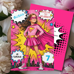 Invitation d'anniversaire de super-fille de bande