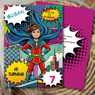 Invitation d'anniversaire de super-fille de super-