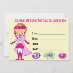 Invitation d'anniversaire de super-héroïne à rempl