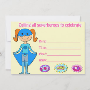 Invitation d'anniversaire de super-héroïne à rempl
