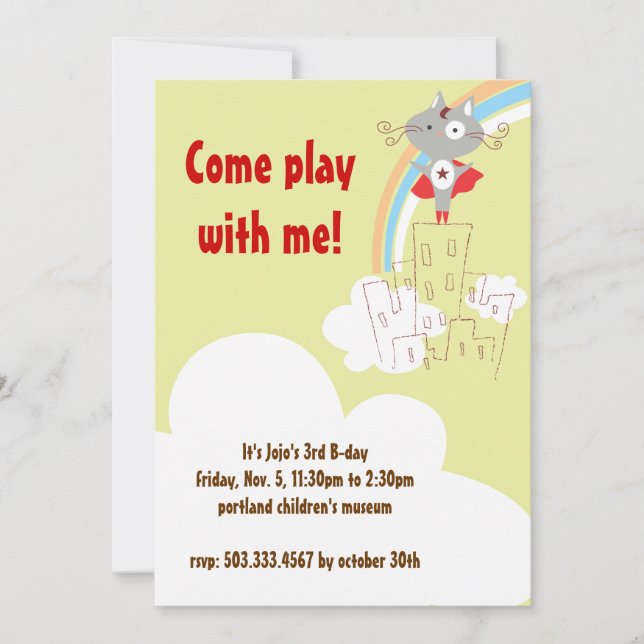 Invitation d'anniversaire de super héros (Devant)