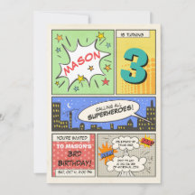 invitation d'anniversaire de super-héros Cartoon V