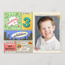 invitation d'anniversaire de super-héros Cartoon V