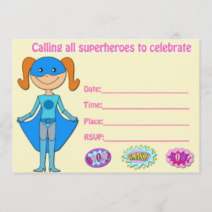 Invitation d'anniversaire de super-héros fille rem