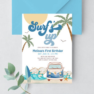 Invitation d'anniversaire de surf pour garçon de t