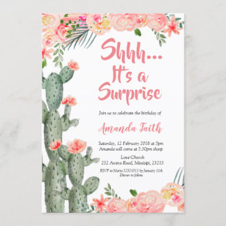 Invitation d'anniversaire de surprise de cactus de