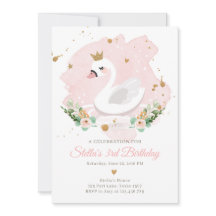 Invitation d'anniversaire de Swan Girl Princess Pi