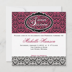 Invitation d'anniversaire de sweet sixteen
