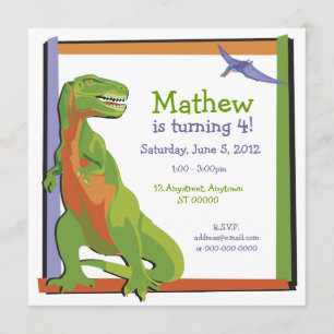 Invitation d'anniversaire de T-REX