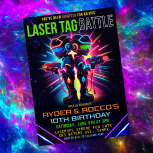 Invitation d'anniversaire de tagueur laser afro-am