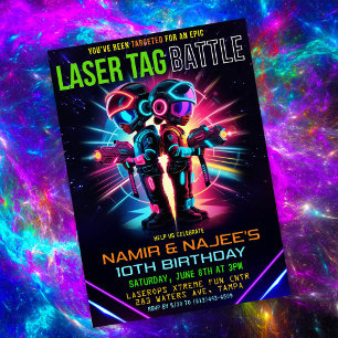 Invitation d'anniversaire de tagueur laser afro-am