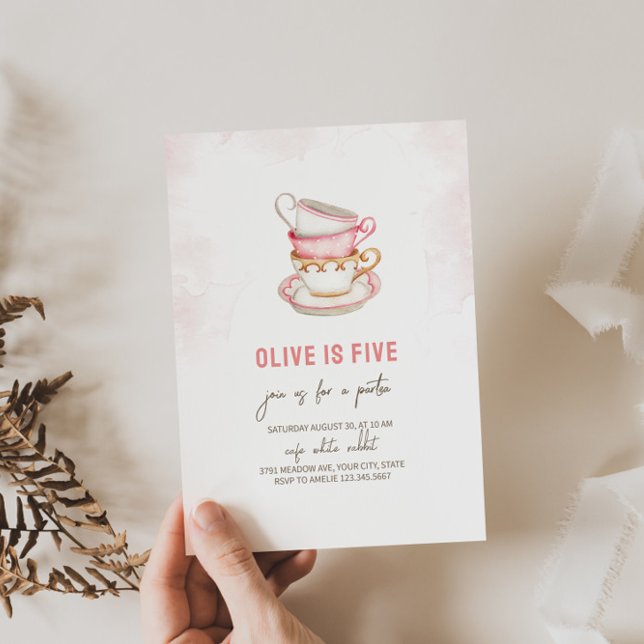 Invitation d'anniversaire de Tea Party minimaliste (Créateur téléchargé)