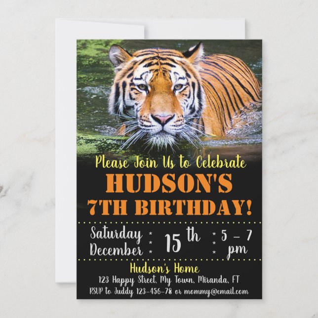Invitation d'anniversaire de tigre (Devant)