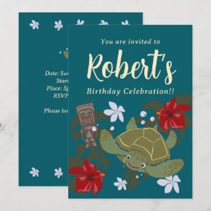 Invitation d'anniversaire de tortue de mer de dess