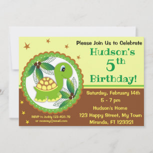 Invitation d'anniversaire de tortues mignonnes