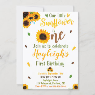 Invitation d'anniversaire de tournesol 1er premier