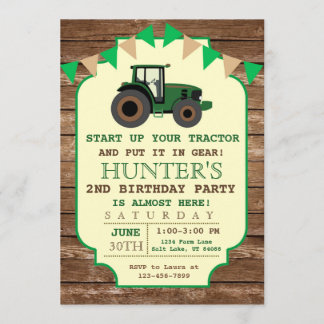 Invitation d'anniversaire de tracteur,