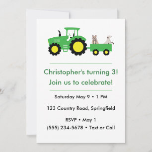 Invitation d'anniversaire de tracteur de ferme per
