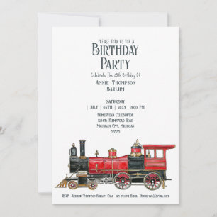 Invitation d'anniversaire de train vintage esthéti