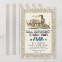Invitation d'anniversaire de train vintage - TOUS 