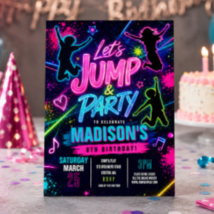 Invitation d'anniversaire de trampoline de saut
