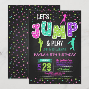 Invitation d'anniversaire de Trampoline - Fille