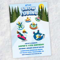 Invitation d'anniversaire de tubing sur neige ethn
