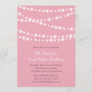 Invitation d'anniversaire de Twinkle Lights (rose)