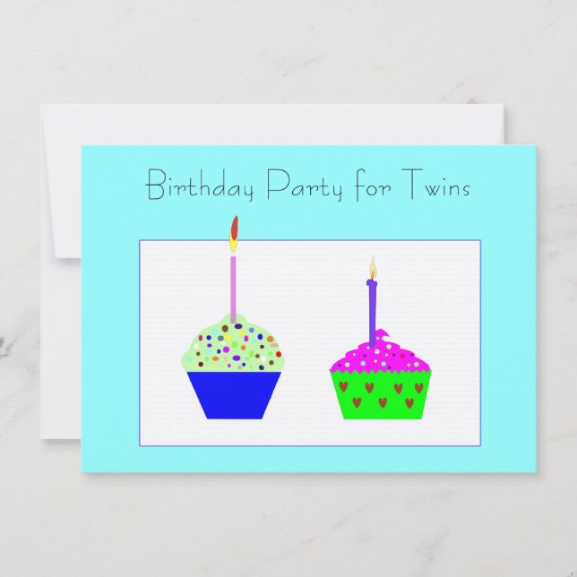 Invitation d'anniversaire de Twins Cupcake (Devant)