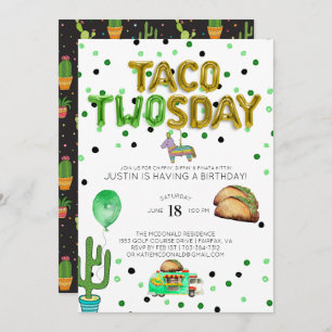 Invitation d'anniversaire de TWOsday de taco