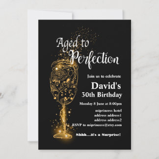 Invitation d'anniversaire de vin, âge à la perfect