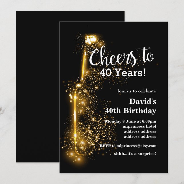 Invitation d'anniversaire de vin, applaudissements (Devant / Derrière)