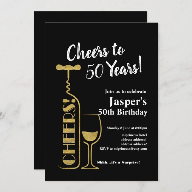 Invitation d'anniversaire de vin, Bravo ! (Devant / Derrière)