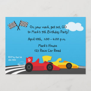 Invitation d'anniversaire de voie de voiture de
