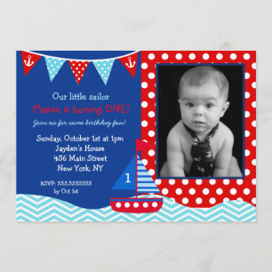Invitation d'anniversaire de voilier nautique de