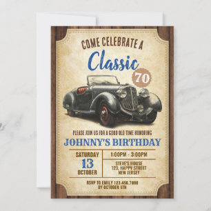 Invitation d'anniversaire de voiture classique num