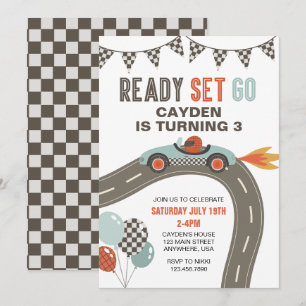 Invitation d'anniversaire de voiture de course