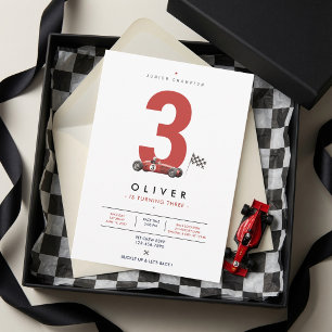 Invitation d'anniversaire de voiture de course de