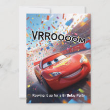 Invitation d'anniversaire de voiture de course de