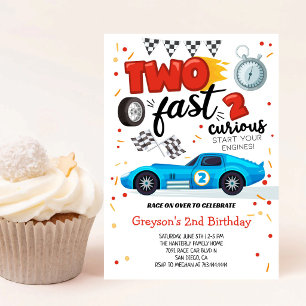 Invitation d'anniversaire de voiture de course Deu